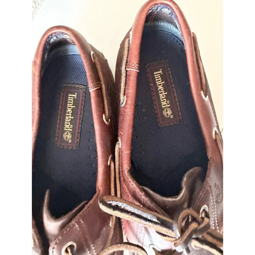 Timberland Mens Brown Leather Boat Shoes Loafers Size 10M